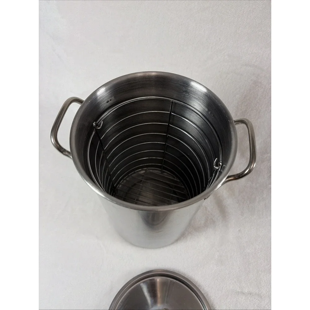 Stainless Steel Tall Vegetable Steamer With Wire Basket Asparagus Corn Pasta GUC